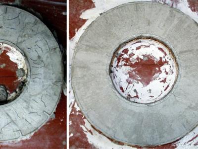 links: ohne Fasern; rechts : mit HEBAU Fasern